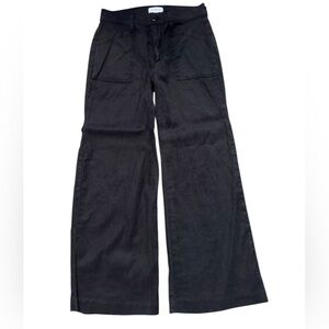 Evereve Linen Blend Black Pants, Size 27, High Waist, Straight, Dress Pant
